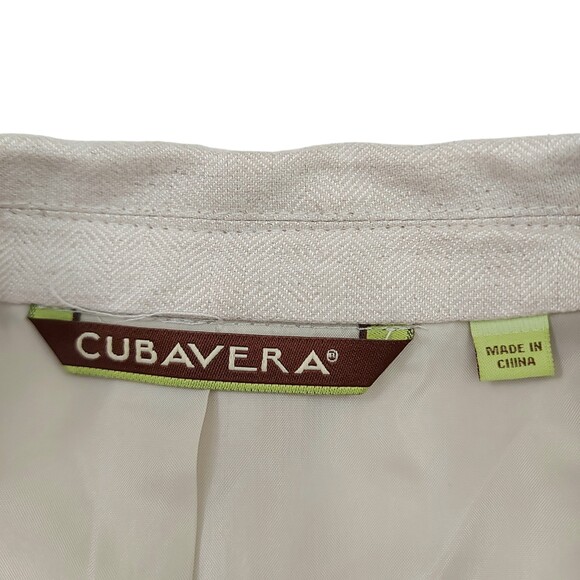 Cubavera Habana Night Sports Blazer Mens 44 Beige Two Button Linen Rayon Casual - Picture 11 of 13